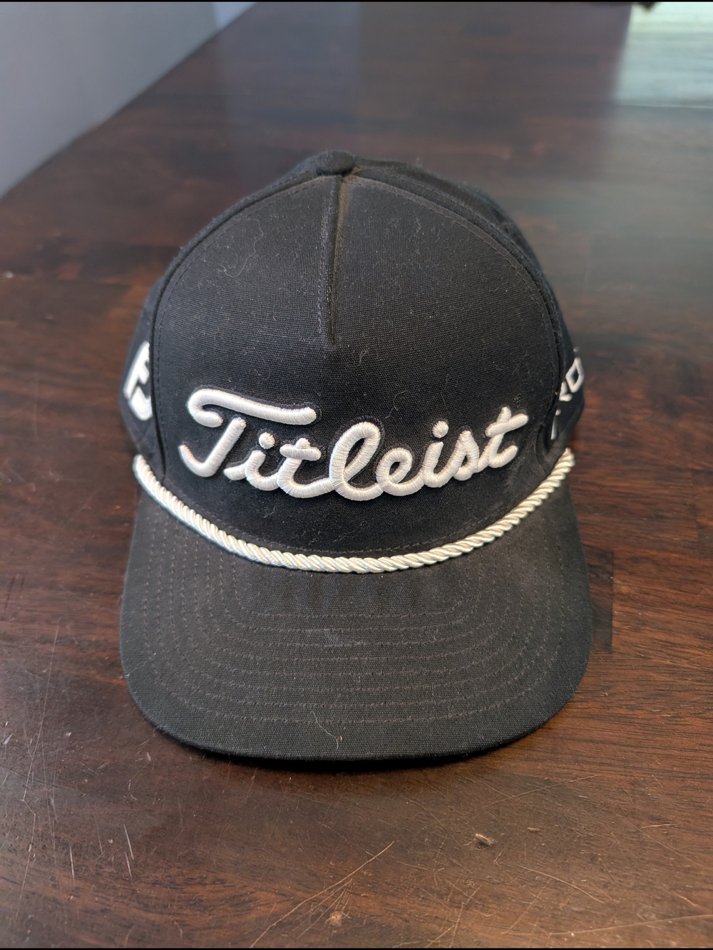 Titleist Tour Rope Flat Bill Golf Hat, FootJoy/Pro V1, Black/White NWT